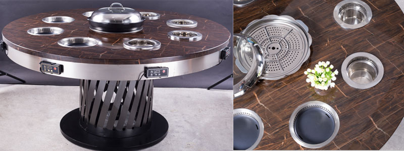 The-Small Electric Smokeless Hot Pot-on-the-hot-pot-table-CENHOT
