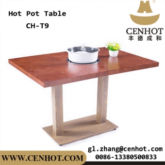Hot-sale Wooden Tabletop And Metal Tablebase Hot-pot Table For Restaurant