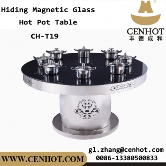 CENHOT Indoor Hiding Magnetic Glass Hot Pot Table For Restaurant