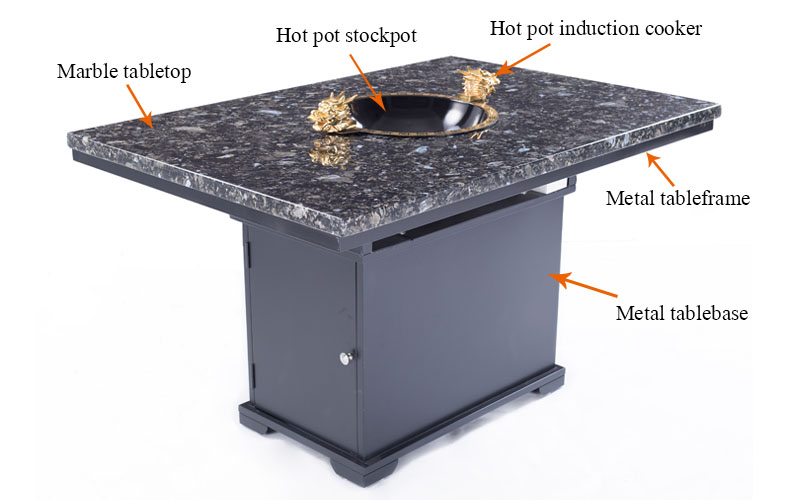 CENHOT High Quality Marble Tabletop Restaurant Hot Pot Table structure