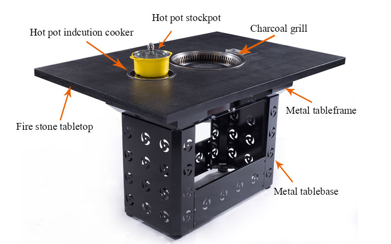 CENHOT Korean Style Restaurant BBQ Grill Hotpot Table structure