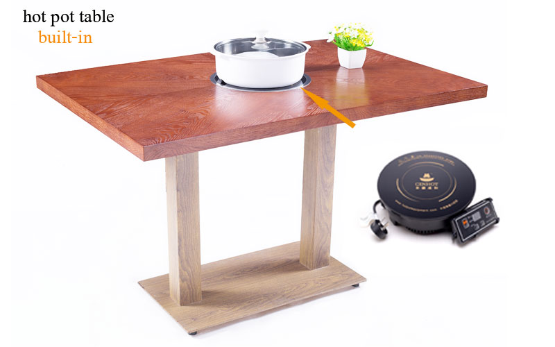 induction cooker built-in the CENHOT Hot-sale Wooden Tabletop Hot-pot Restaurant Dining Table