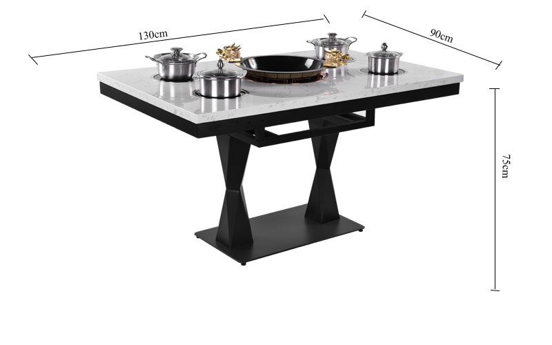 CENHOT Quartz Stone Hot Pot Table 1 Big With 4 Small Single Hot Pot size