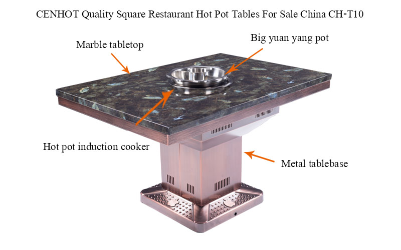 CENHOT Quality Square Restaurant Hot Pot Tables For Sale China structure