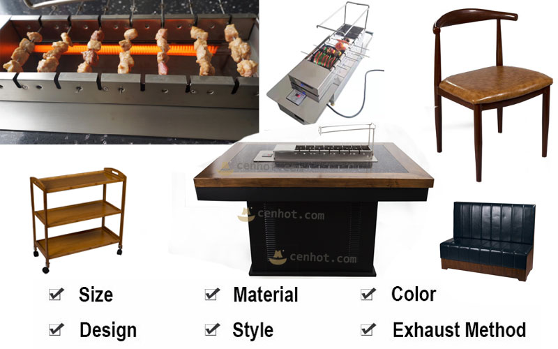 CENHOT Automatic Rotating BBQ Tables For Restaurant