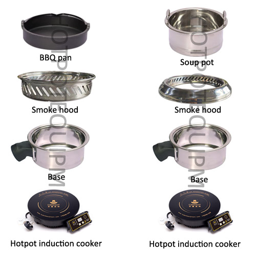 parts of mini hot pot and bbq grill