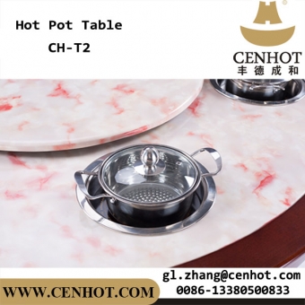 CENHOT Marble Hot Pot Restaurant Dining Table With Induction Cooker 