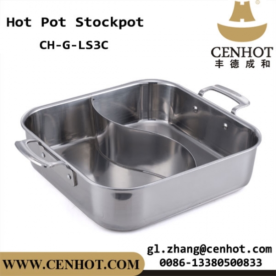 CENHOT Square Yuan Yang Heavy Bottom Stock Pot For Restaurant