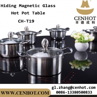 CENHOT Hiding Magnetic Glass Hot Pot Table For Restaurant 