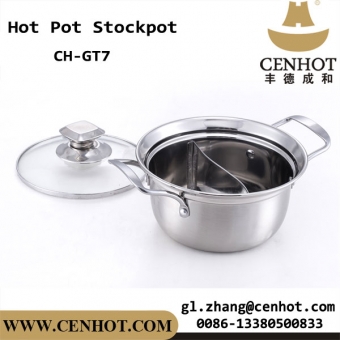 CENHOT Stainless Steel Hot Pot With Divider With Glass Lid In China